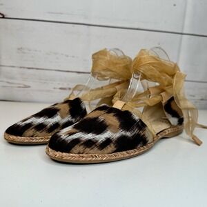 Stuart Weitzman | Ikat Print Espadrille Flat with Chiffon Ribbon Ankle Tie